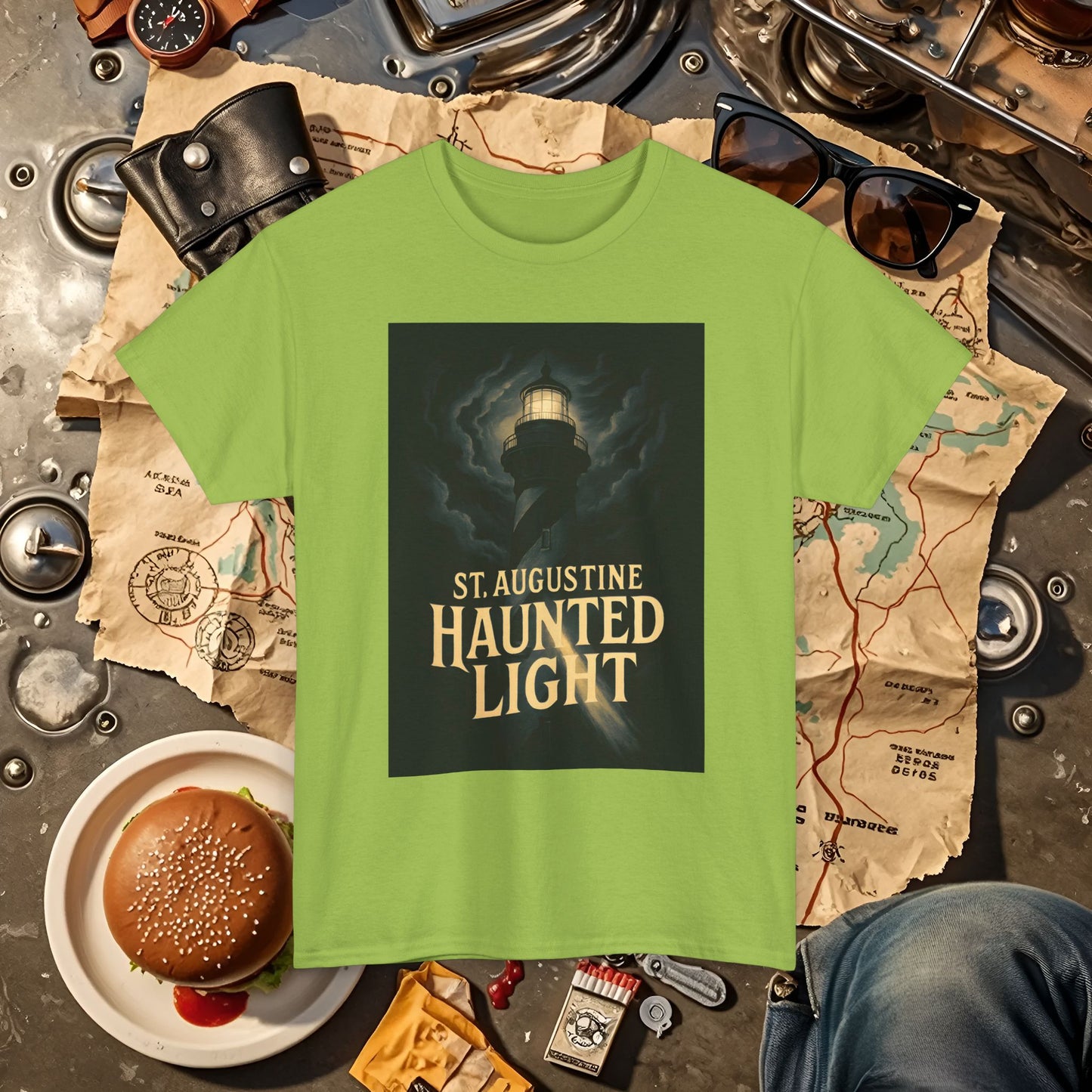 St. Augustine Haunted Lighthouse Florida Shirt – Stormy Night Dark Tourism Tee | Car, RV, and Motorcycle Adventure Tees