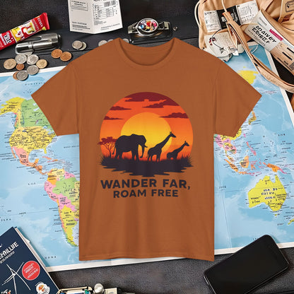 Copy of Wander Dream Big T-Shirt – Tropical Sunset with Palm Silhouettes Design Air Travel T-Shirts | Jetsetter, Airport, and International Flight Tees