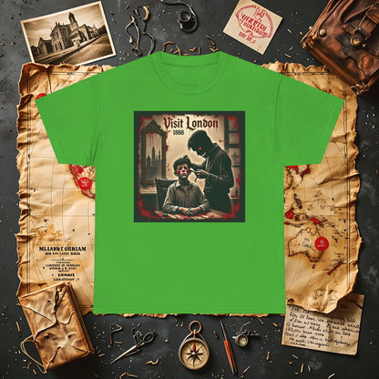 Visit London 1888 T-Shirt – Victorian Horror with Jack the Ripper and Evil Barber Art