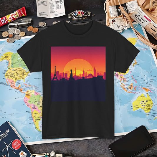 Silhouetted Monuments Air Travel T-Shirts | Jetsetter, Airport, and International Flight Tees