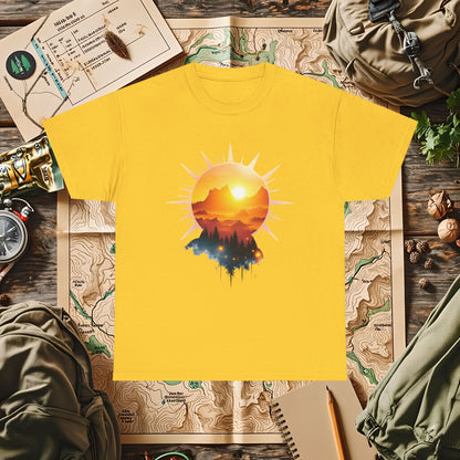 Golden Horizon Outdoor Adventure T-Shirts | Camping, Hiking, Rafting & Kayaking Tees for Nature Lovers