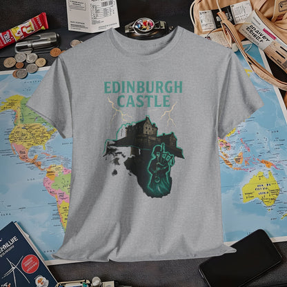 Ghostly Edinburgh Castle & Spectral Bagpiper Tee – Haunted Scotland Dark Tourism Shirt | Layover Club Air Travel T-Shirts | Jetsetter, Airport, and International Flight Tees