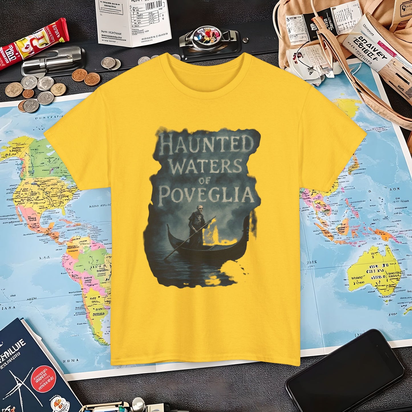 Haunted Venice Ghostly Gondolier Shirt – Spooky Dark Tourism Graphic Tee | Layover Club Air Travel T-Shirts | Jetsetter, Airport, and International Flight Tees