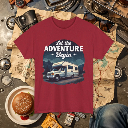 Adventure Awaits Road Trip & Vehicle Travel T-Shirts | Car, RV, and Motorcycle Adventure Tees
