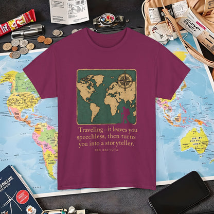 Speechless to Storyteller – Vintage Map Wanderlust Quote Tee  Air Travel T-Shirts | Jetsetter, Airport, and International Flight Tees