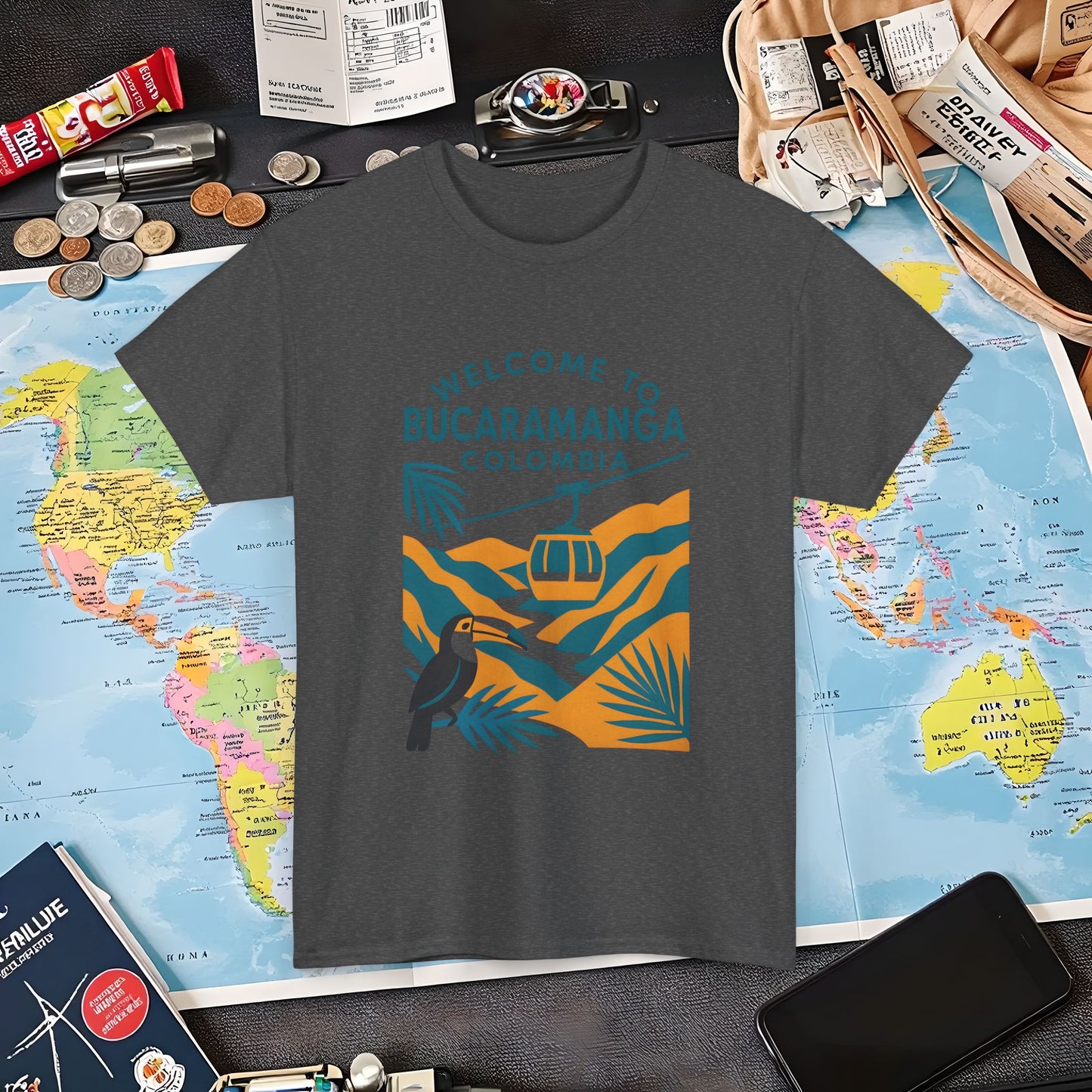 Bucaramanga Cable Car over Chicamocha Canyon Tee – Colombia Adventure Shirt | Layover Club Air Travel T-Shirts | Jetsetter, Airport, and International Flight Tees