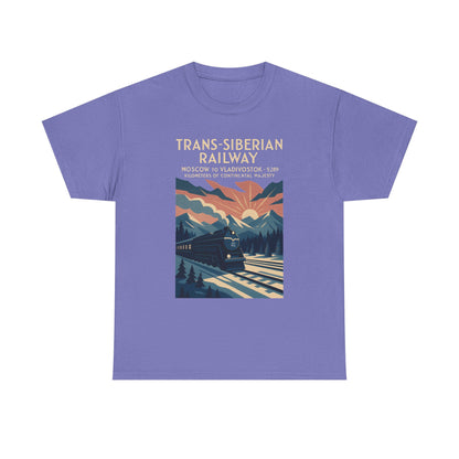 Trans-Siberian Twilight – Art Deco Russian Train Journey Tee Road Trip & Vehicle Travel T-Shirts | Car, RV, and Motorcycle Adventure Tees