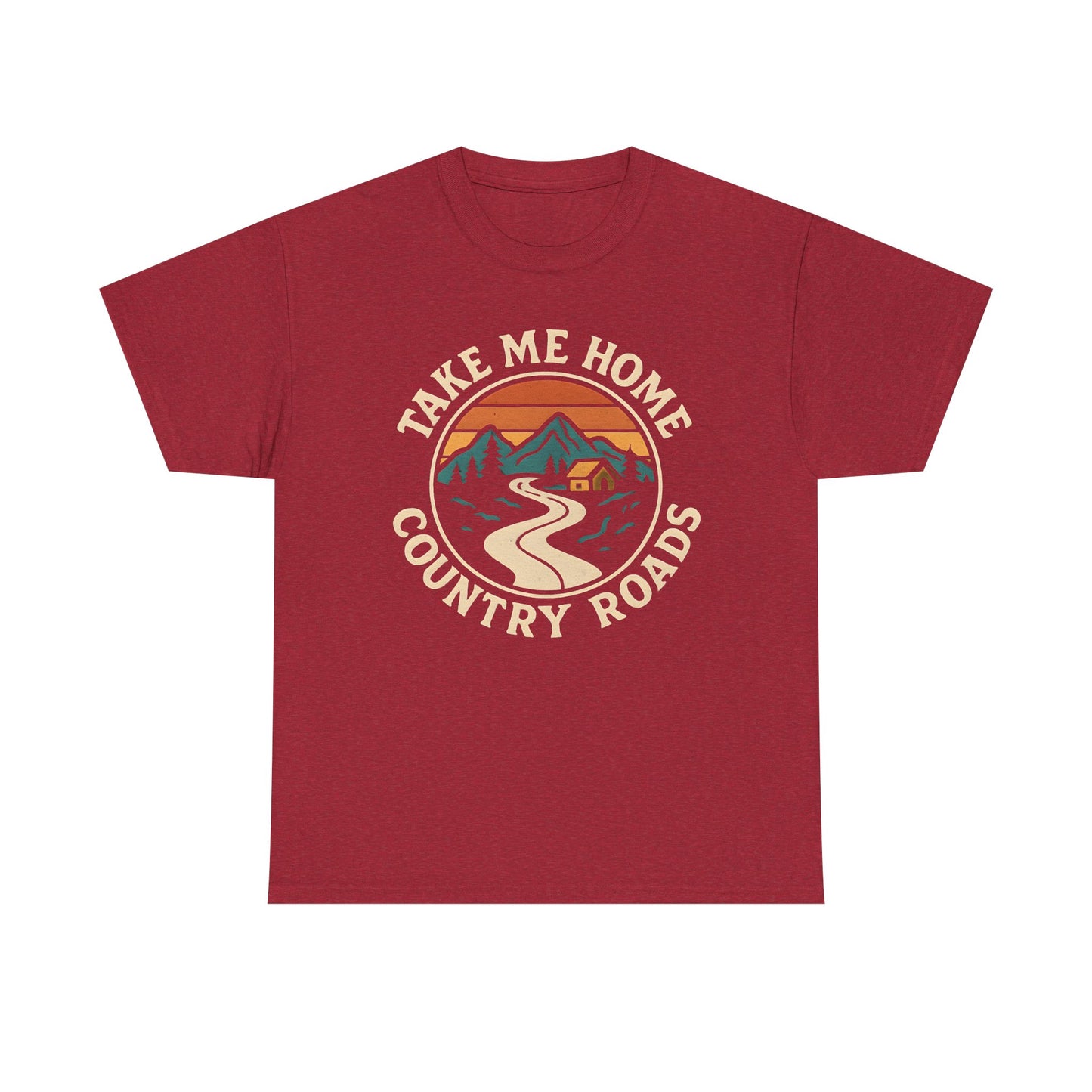 Take Me Home Country Roads T-Shirt – Retro Mountain Road to Cozy Cabin Design Road Trip & Vehicle Travel T-Shirts | Car, RV, and Motorcycle Adventure Tees
