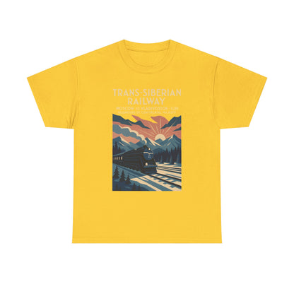 Trans-Siberian Twilight – Art Deco Russian Train Journey Tee Road Trip & Vehicle Travel T-Shirts | Car, RV, and Motorcycle Adventure Tees