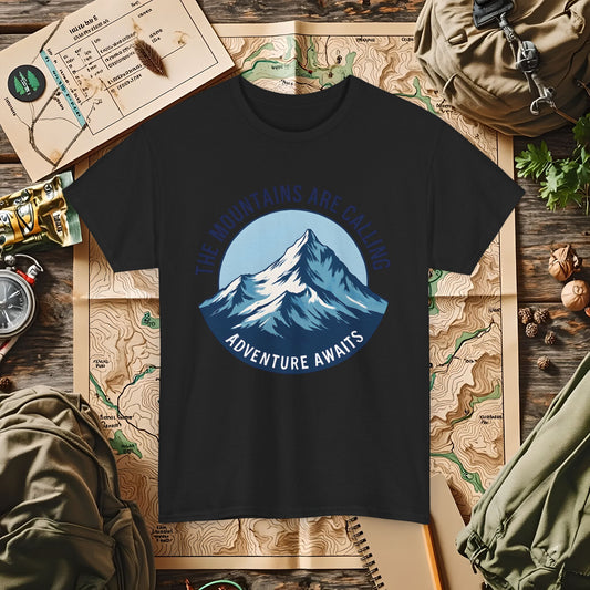 The Mountains Are Calling, Adventure Awaits Outdoor Adventure T-Shirts | Camping, Hiking, Rafting & Kayaking Tees for Nature Lovers