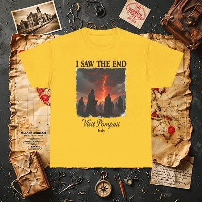 Pompeii Memories T-Shirt – Dark Tourism Shirt with Volcano Eruption Silhouette Art