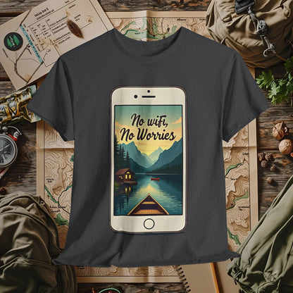 Nature-Inspired Unisex Tee, No Wifi No Worries T-Shirt, Outdoor Adventure Shirt, Relaxation Tee, Hiking Gift, Casual Wear