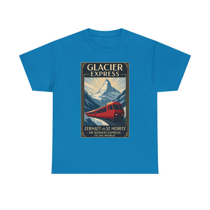 Glacier Express – Art Deco Alpine Train Adventure Tee Road Trip & Vehicle Travel T-Shirts | Car, RV, and Motorcycle Adventure Tees