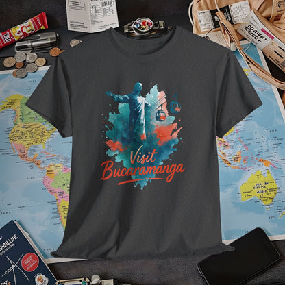 Cerro del Santísimo & Cable Car – Vibrant Watercolor Colombia Travel Tee | Layover Club Air Travel T-Shirts | Jetsetter, Airport, and International Flight Tees