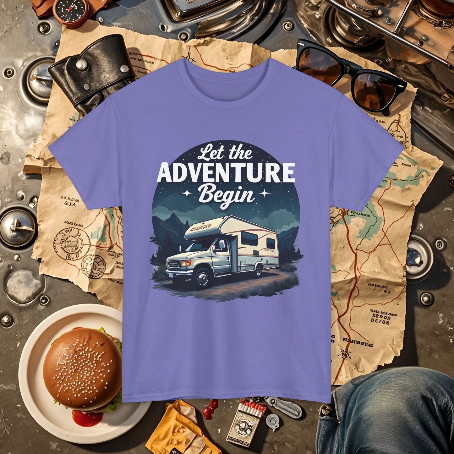 Adventure Awaits Road Trip & Vehicle Travel T-Shirts | Car, RV, and Motorcycle Adventure Tees