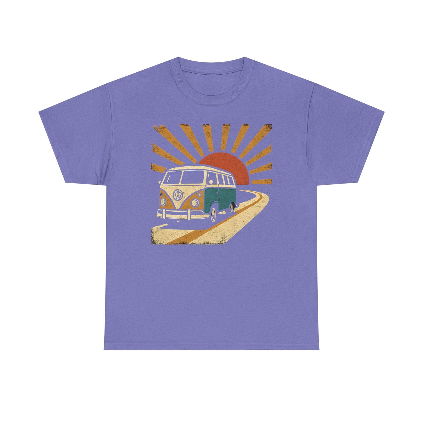 Sunset Road Trip T-Shirt – Vintage VW Van Adventure Design