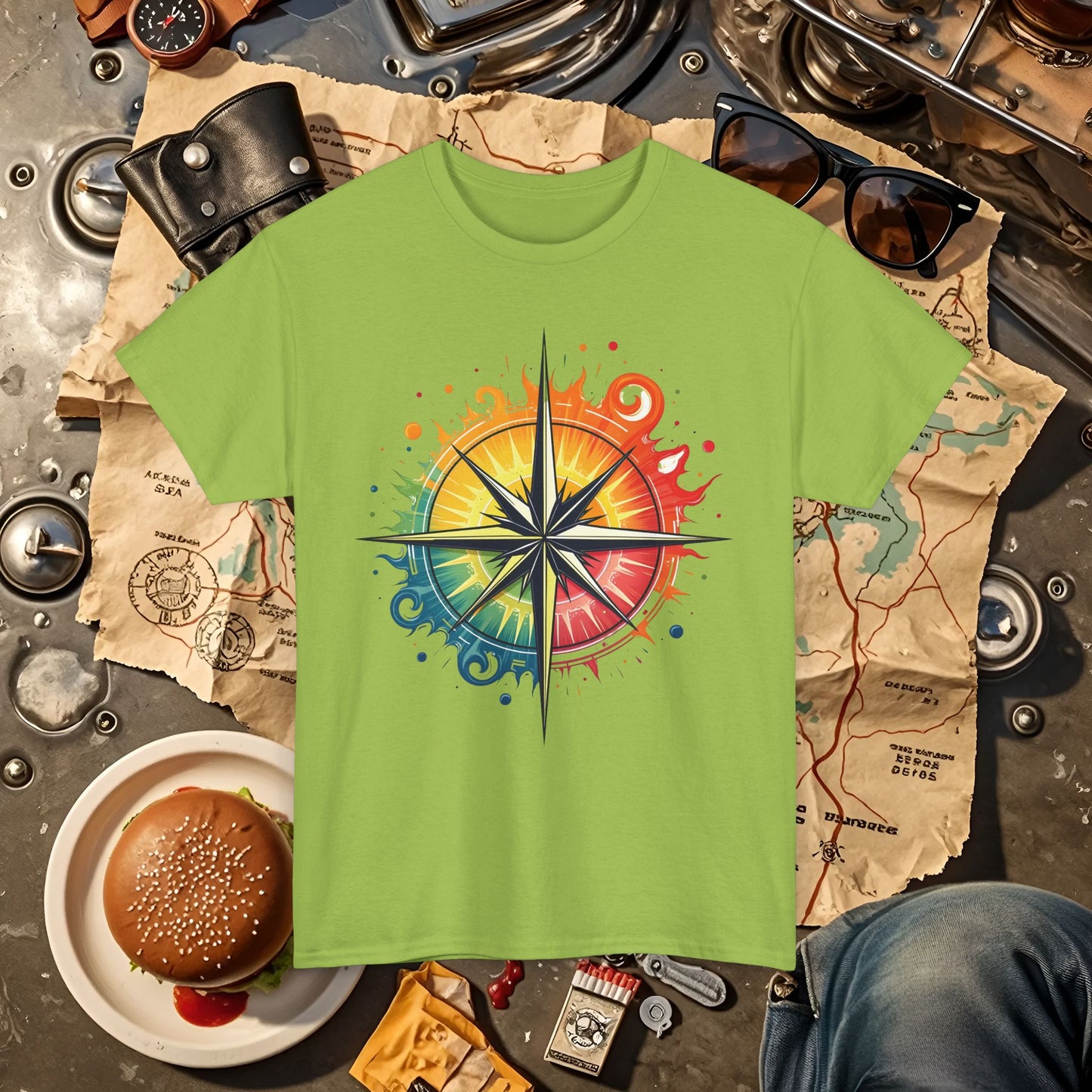Psychedelic Compass Road Trip & Vehicle Travel T-Shirts | Car, RV, and Motorcycle Adventure Tees