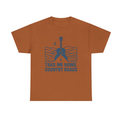 Take Me Home, Country Roads T-Shirt – Guitar Horizon & Open Highway Design Road Trip & Vehicle Travel T-Shirts | Car, RV, and Motorcycle Adventure Tees
