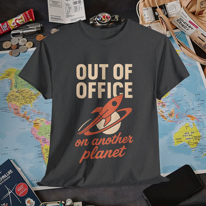 Out of Office, On Another Planet – Retro Rocket Escape Tee Air Travel T-Shirts | Jetsetter, Airport, and International Flight Tees