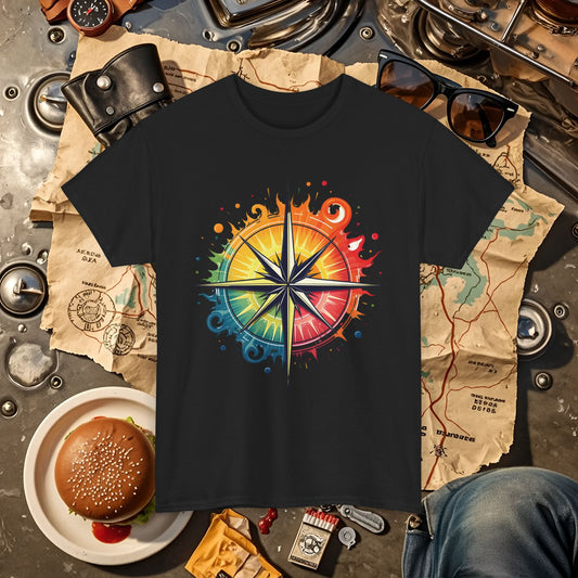 Psychedelic Compass Road Trip & Vehicle Travel T-Shirts | Car, RV, and Motorcycle Adventure Tees