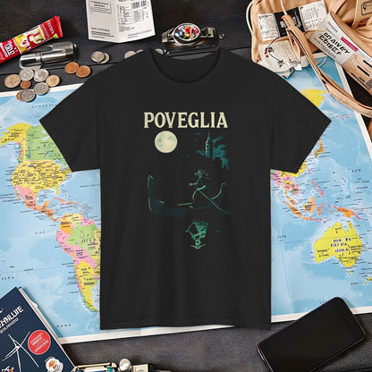 Phosphorescent Gondolier on Haunted Poveglia Tee – Ghostly Venice Dark Tourism Shirt | Layover Club Air Travel T-Shirts | Jetsetter, Airport, and International Flight Tees