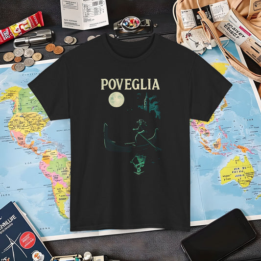 Phosphorescent Gondolier on Haunted Poveglia Tee – Ghostly Venice Dark Tourism Shirt | Layover Club Air Travel T-Shirts | Jetsetter, Airport, and International Flight Tees