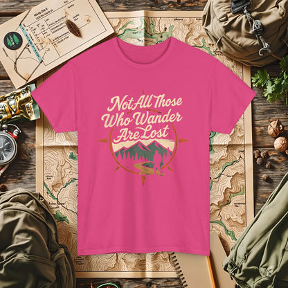 Not All Who Wander Are Lost – Vintage Compass Mountain Tee | Camping, Hiking, Rafting & Kayaking Tees for Nature Lovers