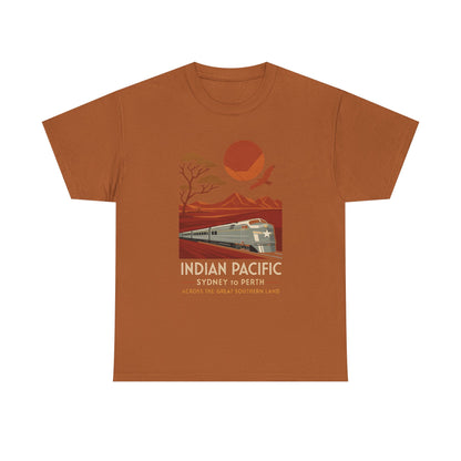 Australian Indian Pacific – Art Deco Desert Crossing Train Tee Road Trip & Vehicle Travel T-Shirts | Car, RV, and Motorcycle Adventure Tees