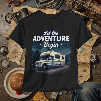 Adventure Awaits Road Trip & Vehicle Travel T-Shirts | Car, RV, and Motorcycle Adventure Tees