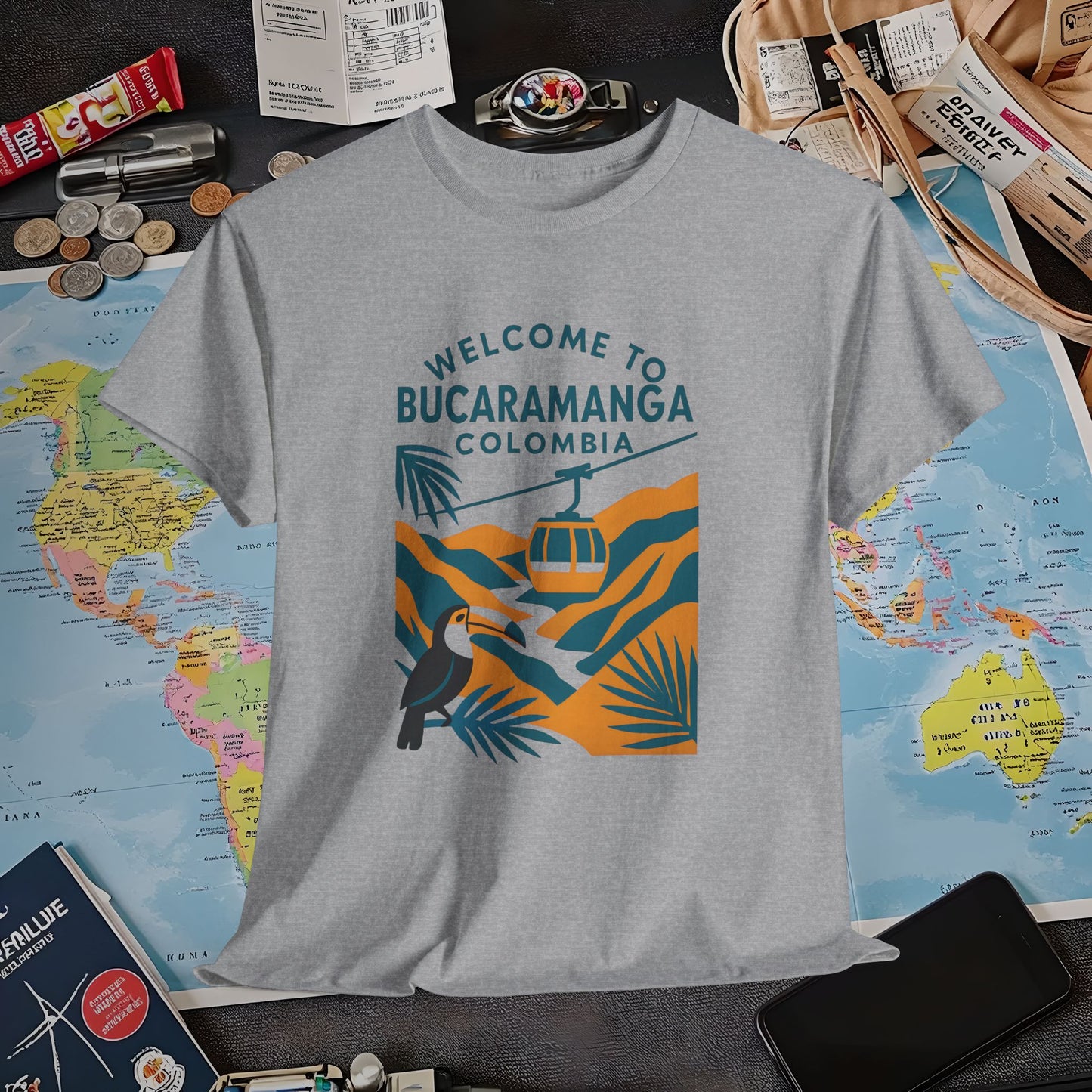Bucaramanga Cable Car over Chicamocha Canyon Tee – Colombia Adventure Shirt | Layover Club Air Travel T-Shirts | Jetsetter, Airport, and International Flight Tees