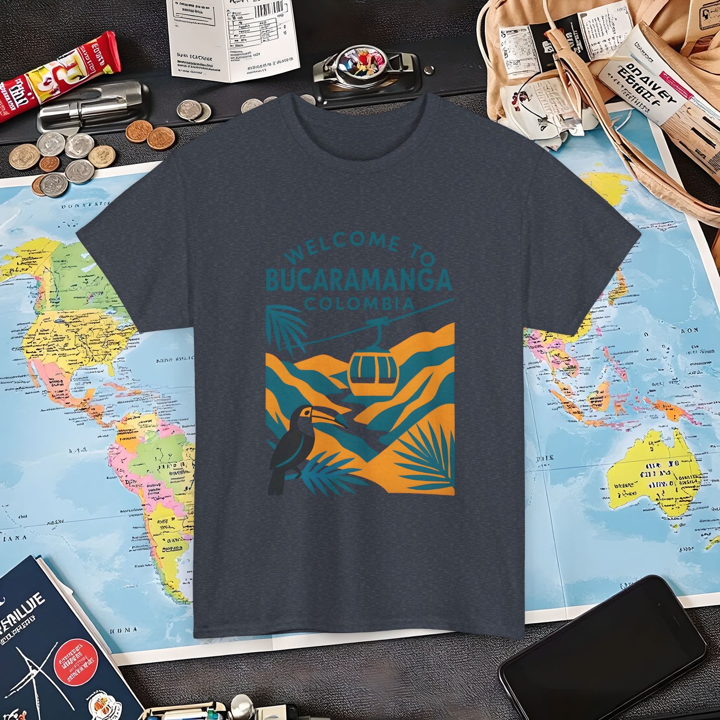 Bucaramanga Cable Car over Chicamocha Canyon Tee – Colombia Adventure Shirt | Layover Club Air Travel T-Shirts | Jetsetter, Airport, and International Flight Tees
