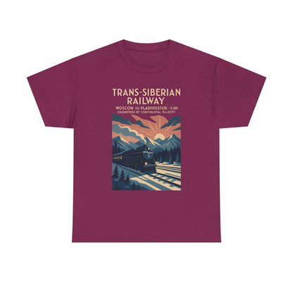 Trans-Siberian Twilight – Art Deco Russian Train Journey Tee Road Trip & Vehicle Travel T-Shirts | Car, RV, and Motorcycle Adventure Tees