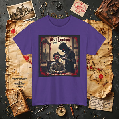 Visit London 1888 T-Shirt – Victorian Horror with Jack the Ripper and Evil Barber Art