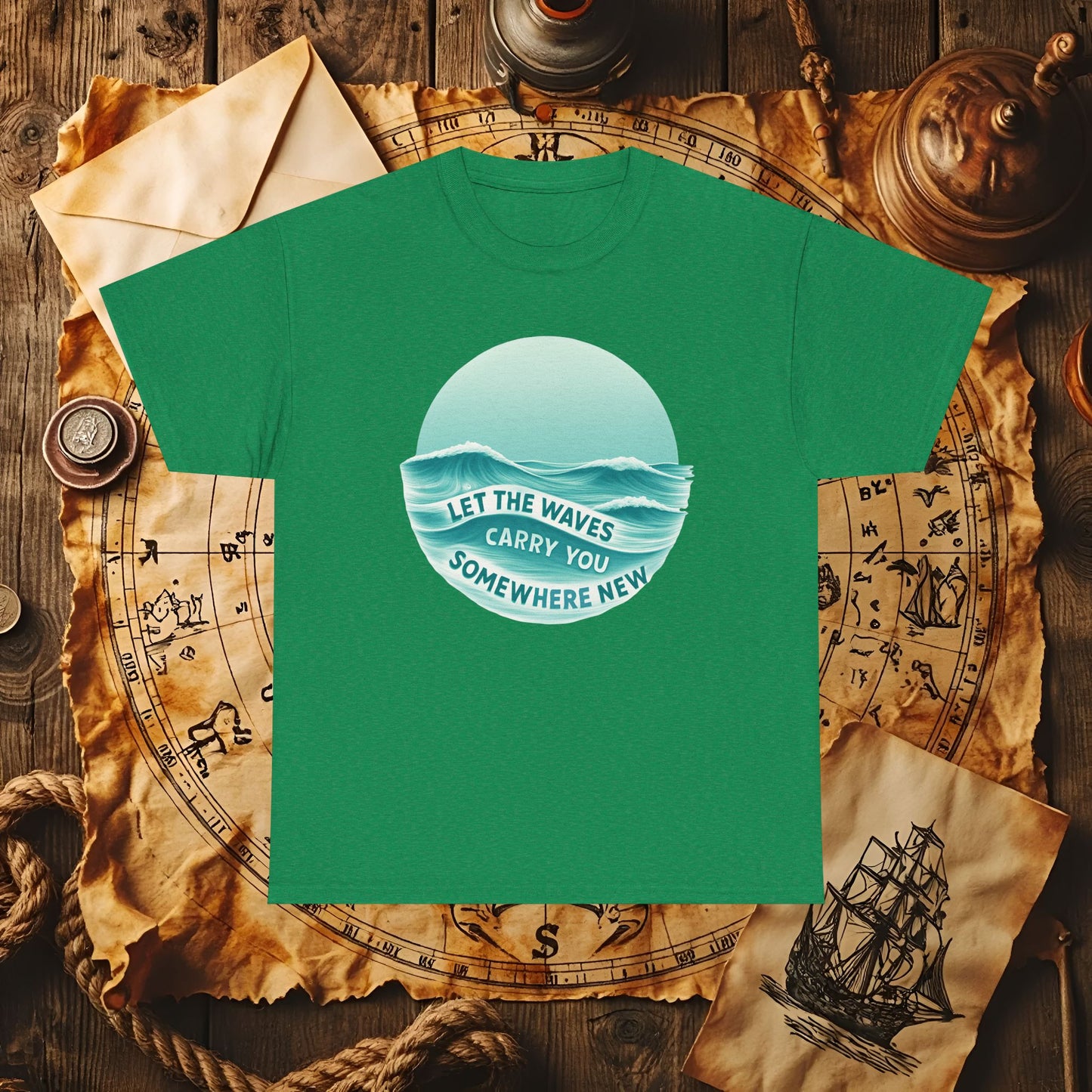 Let the Waves Carry You T-Shirt – Serene Travel & Ocean Escape Design | Funny & Stylish Tees for Ocean Adventures