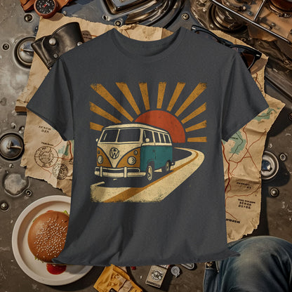 Sunset Road Trip T-Shirt – Vintage VW Van Adventure Design