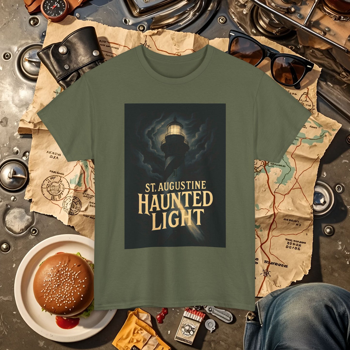 St. Augustine Haunted Lighthouse Florida Shirt – Stormy Night Dark Tourism Tee | Car, RV, and Motorcycle Adventure Tees