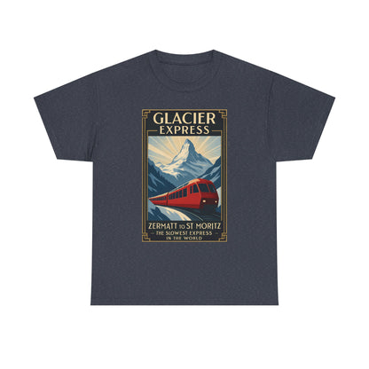 Glacier Express – Art Deco Alpine Train Adventure Tee Road Trip & Vehicle Travel T-Shirts | Car, RV, and Motorcycle Adventure Tees
