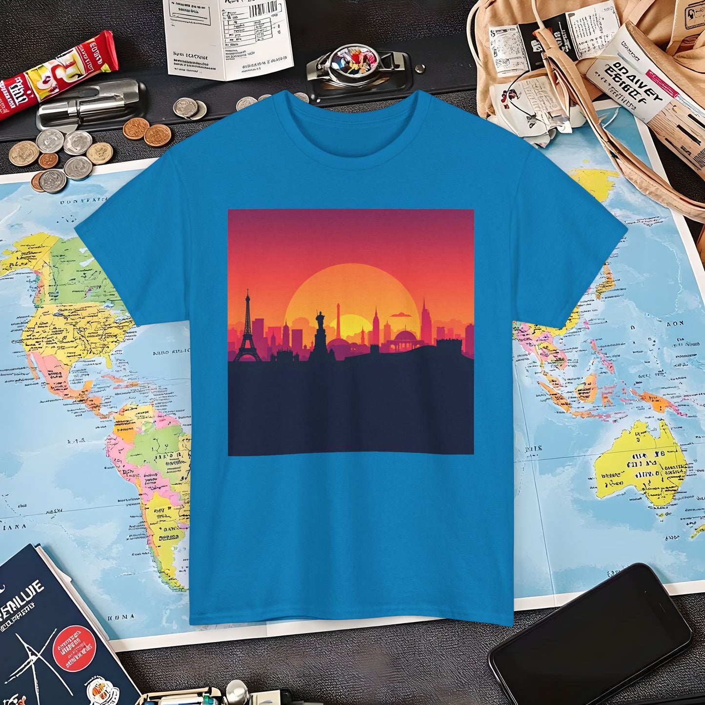 Silhouetted Monuments Air Travel T-Shirts | Jetsetter, Airport, and International Flight Tees