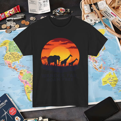Copy of Wander Dream Big T-Shirt – Tropical Sunset with Palm Silhouettes Design Air Travel T-Shirts | Jetsetter, Airport, and International Flight Tees