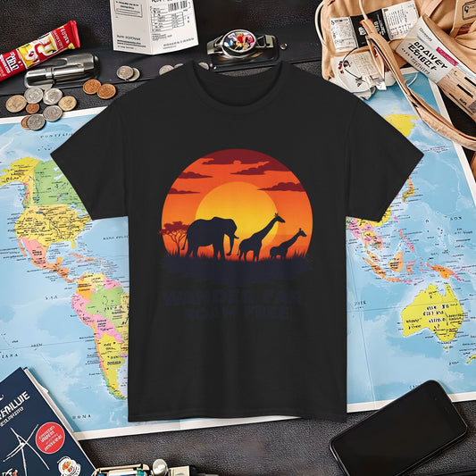 Copy of Wander Dream Big T-Shirt – Tropical Sunset with Palm Silhouettes Design Air Travel T-Shirts | Jetsetter, Airport, and International Flight Tees