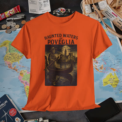 Skeletal Gondolier of Haunted Poveglia – Dark Venetian Ghost Travel Tee| Layover Club Air Travel T-Shirts | Jetsetter, Airport, and International Flight Tees