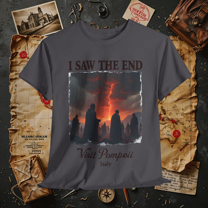 Pompeii Memories T-Shirt – Dark Tourism Shirt with Volcano Eruption Silhouette Art