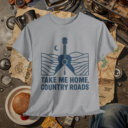 Take Me Home, Country Roads T-Shirt – Guitar Horizon & Open Highway Design Road Trip & Vehicle Travel T-Shirts | Car, RV, and Motorcycle Adventure Tees