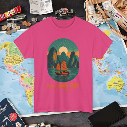 Ha Long Bay Vietnam T-Shirt – Art Deco Junk Boat Travel Shirt for Southeast Asia Lovers Air Travel T-Shirts | Jetsetter, Airport, and International Flight Tees