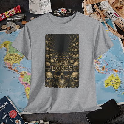 City of Bones Paris Tee – Gothic Skull Catacomb Tunnel Artwork | Layover Club Air Travel T-Shirts | Jetsetter, Airport, and International Flight Tees