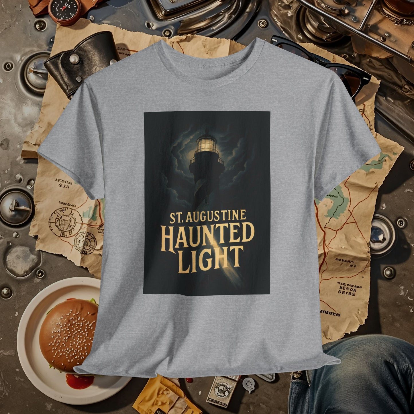 St. Augustine Haunted Lighthouse Florida Shirt – Stormy Night Dark Tourism Tee | Car, RV, and Motorcycle Adventure Tees