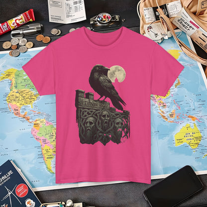Gothic Crow on Edinburgh’s Haunted Battlements Tee – Dark Tourism Scotland Shirt | Layover Club Air Travel T-Shirts | Jetsetter, Airport, and International Flight Tees