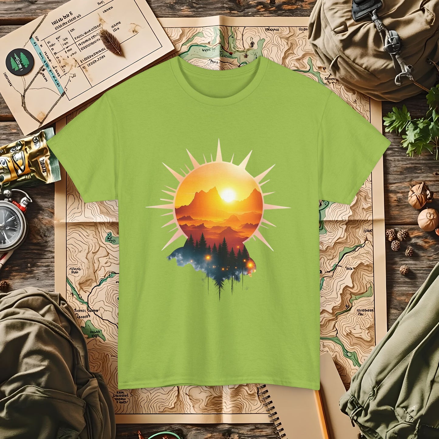 Golden Horizon Outdoor Adventure T-Shirts | Camping, Hiking, Rafting & Kayaking Tees for Nature Lovers