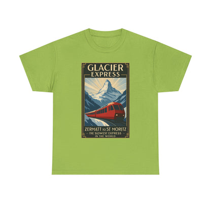 Glacier Express – Art Deco Alpine Train Adventure Tee Road Trip & Vehicle Travel T-Shirts | Car, RV, and Motorcycle Adventure Tees