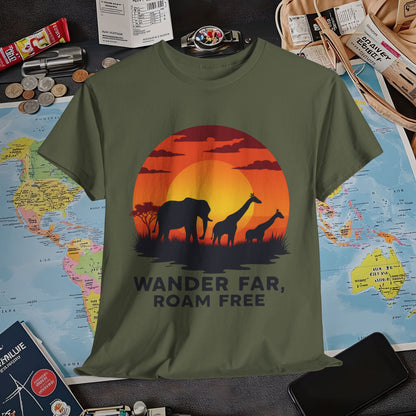 Copy of Wander Dream Big T-Shirt – Tropical Sunset with Palm Silhouettes Design Air Travel T-Shirts | Jetsetter, Airport, and International Flight Tees